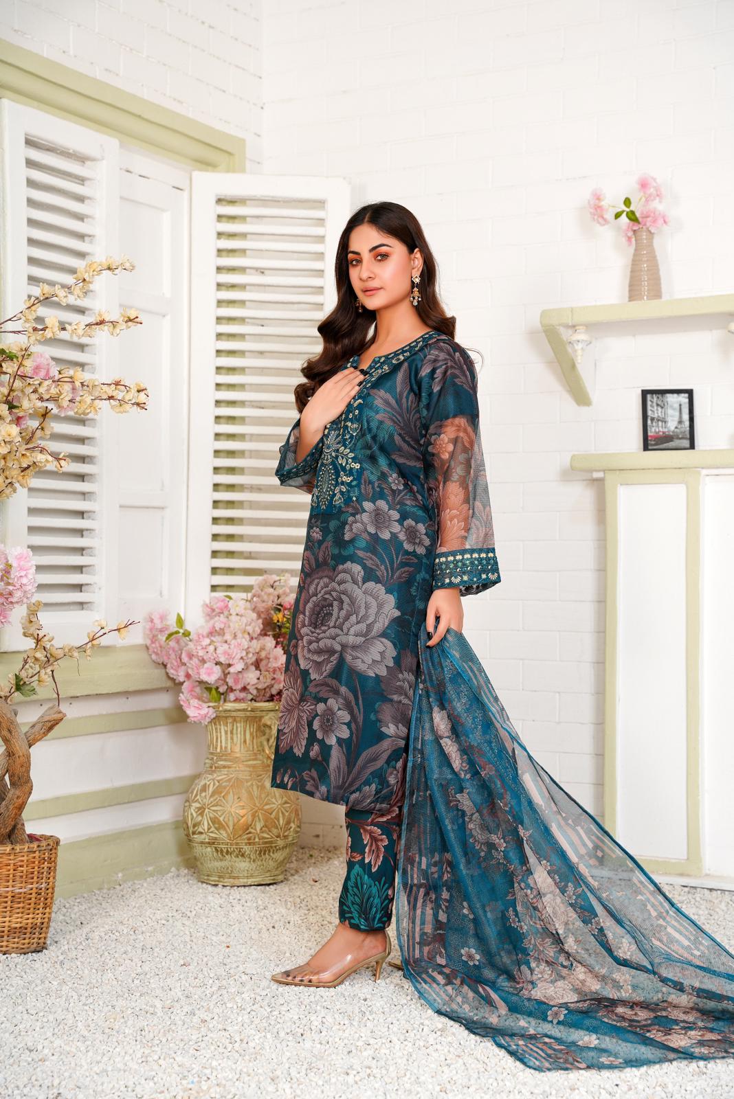 Blue Embroidered Kurta Set